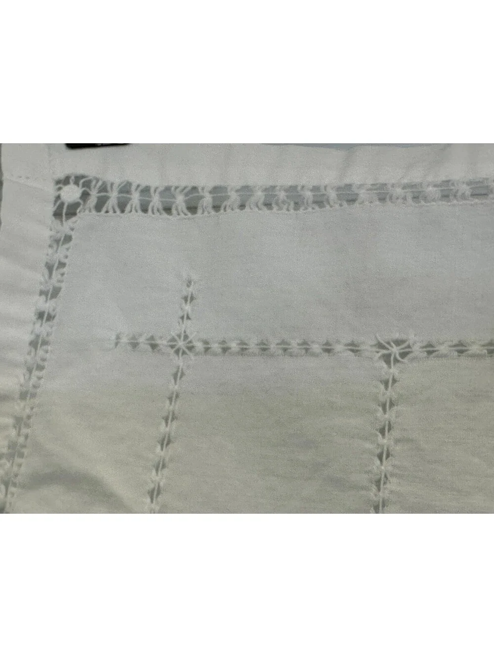 Vintage Cutwork Geometric Card Table Tablecloth Topper Handmade Embroidered
